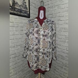 Hope Springs Sheer Geometric Patterned Long Sleeve Or 3/4 Sleeve SZ S W/Camisole